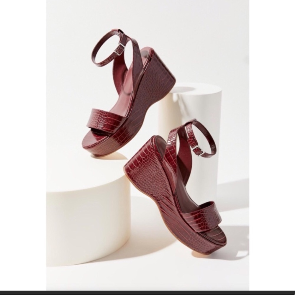 COPY - Urban Outfitters Clara Burgundy Platform Sandals